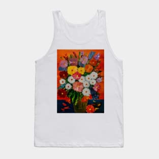 beautiful bouquet of mixed flowers in a vintage brass vase Tank Top